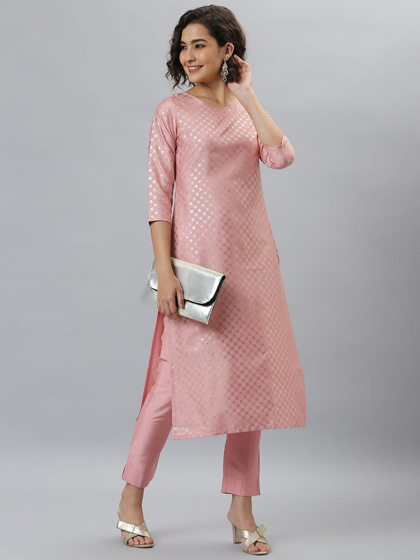 Pink Poly Silk Kurta With Pant | WomensFashionFun