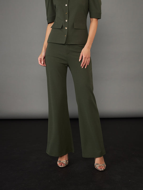 Women Olive Knitted Bell Bottom Pants | WomensFashionFun