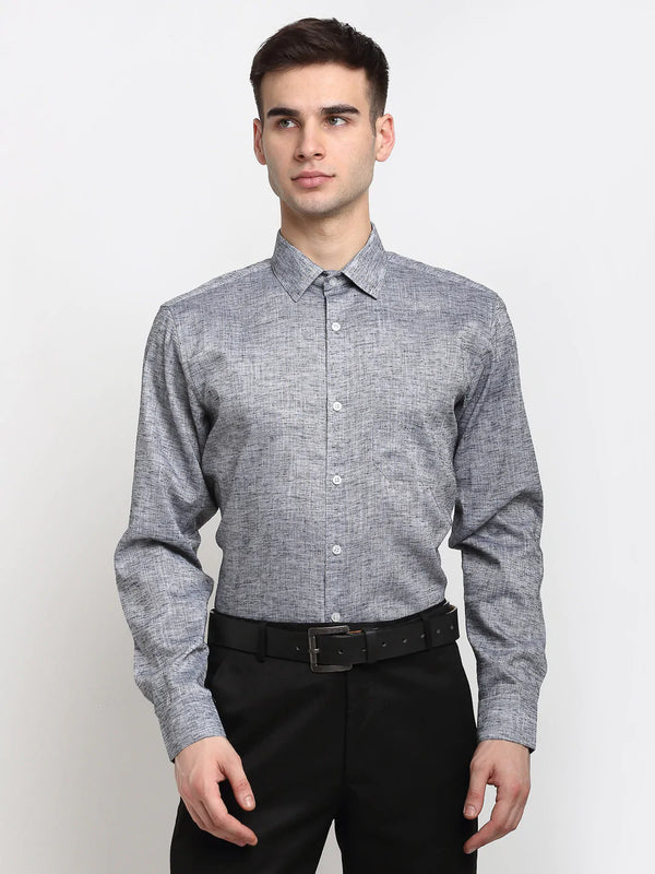 Grey Men's Solid Cotton Formal Shirt | WomensFashionFun