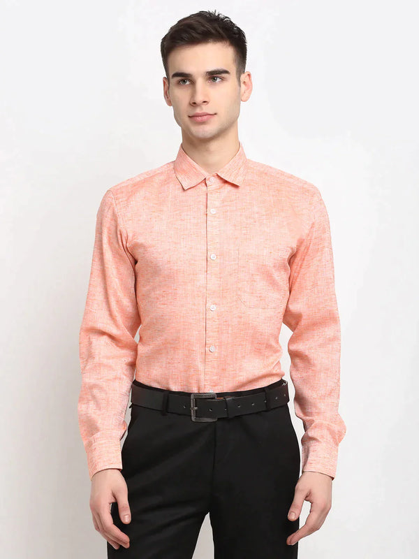Orange Men's Solid Cotton Formal Shirt | WomensFashionFun