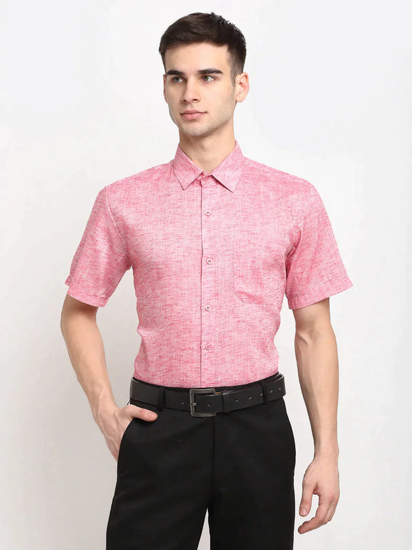 Red Men's Solid Cotton Half Sleeves Formal Shirt | WomensFashionFun