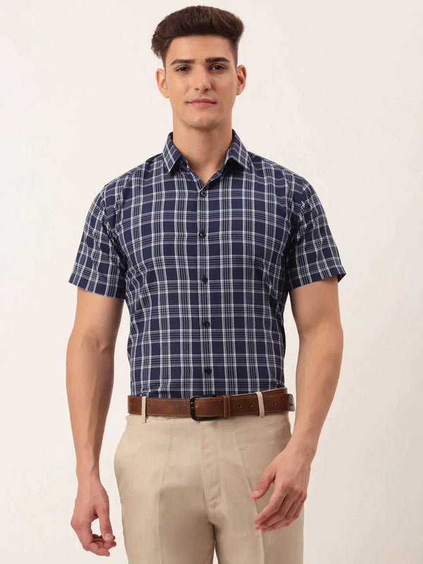 Men's Cotton Checked Half Sleeve Formal Shirts | WomensFashionFun