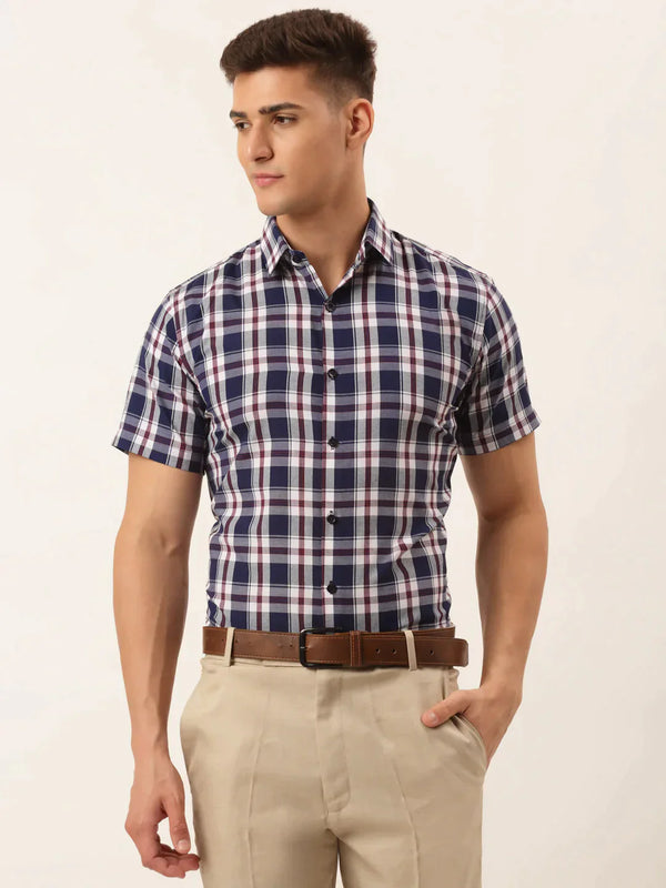 Men's Cotton Checked Half Sleeve Formal Shirts | WomensfashionFun.com