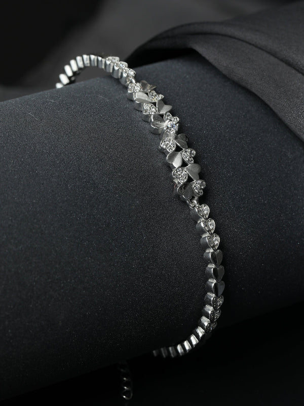 51 Hearts Studded Sterling Silver Bracelets | WOMENSFASHIONFUN