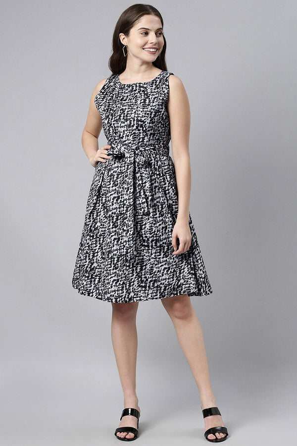 Black Crepe Abstract Print Mini Dress | WomensfashionFun.com