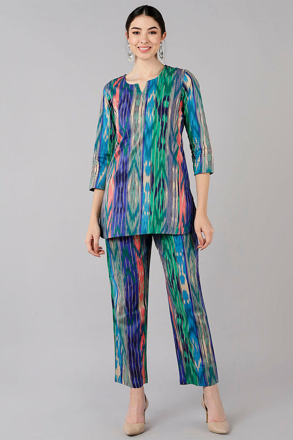 Multicolor Cotton Abstract Print Night Suit | WomensfashionFun.com