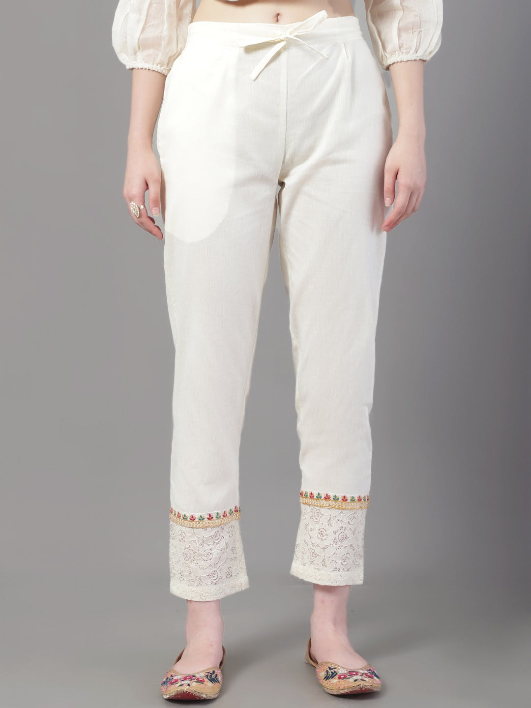 Women Ethnic Motifs Yoke Design Thread Work Pure Cotton Kurta With Trousers & Dupatta WomensFashionFun