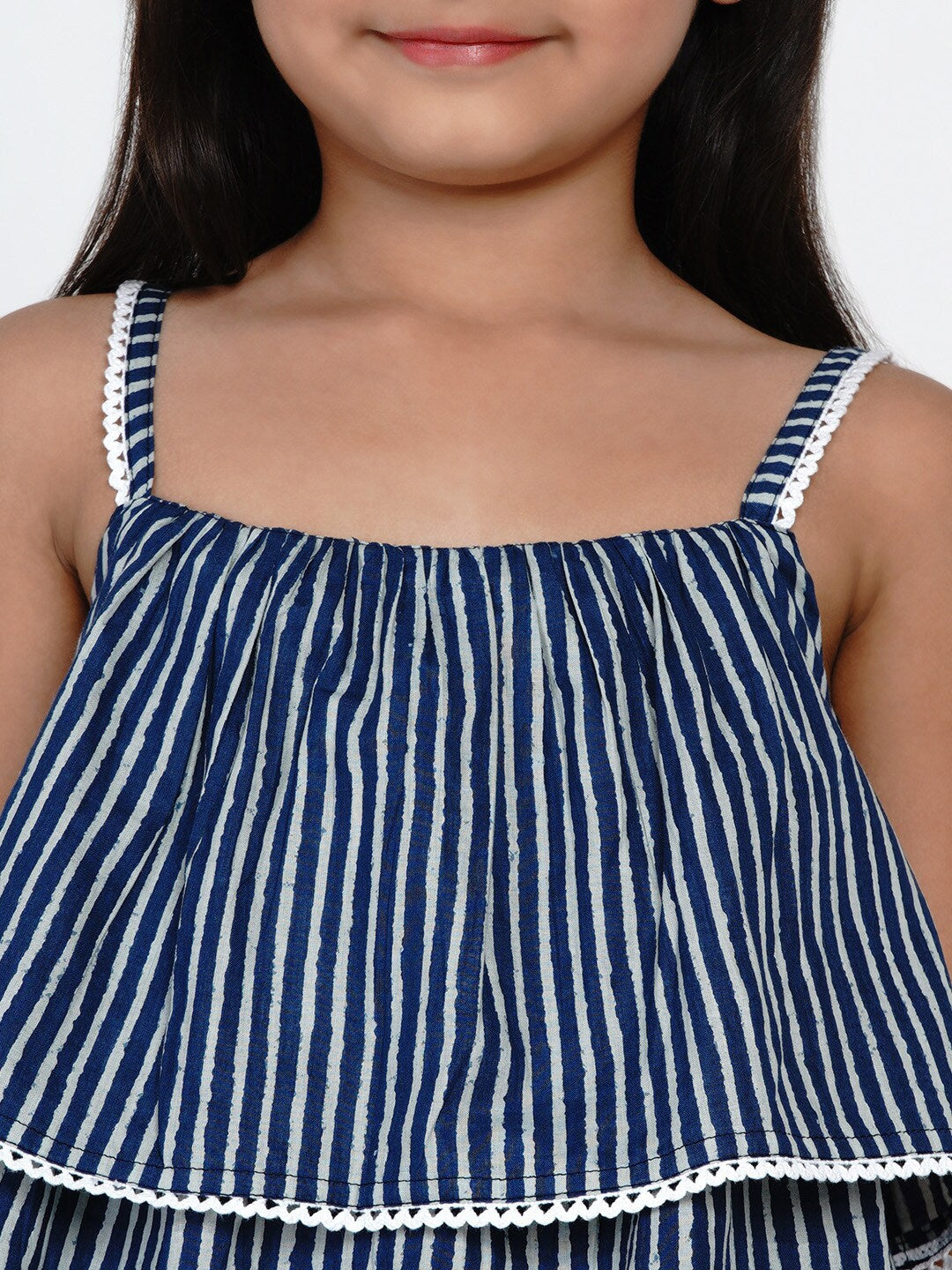 Girls Blue & White Striped Top with CaprisWomensFashionFun.com