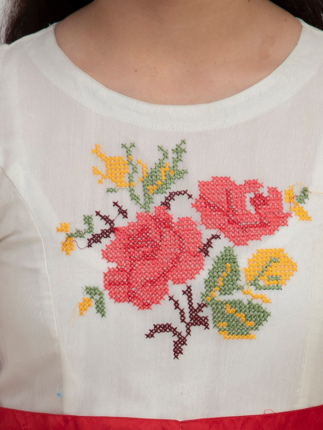 White Floral Embroidered Maxi Dresswomensfashionfun