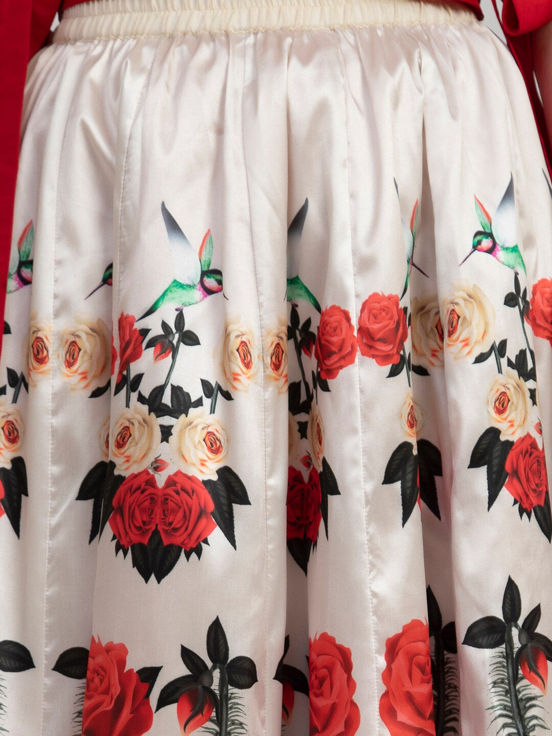 Girls Red & Off White Floral Printed Ready to Wear Lehenga CholiWomensFashionFun.com